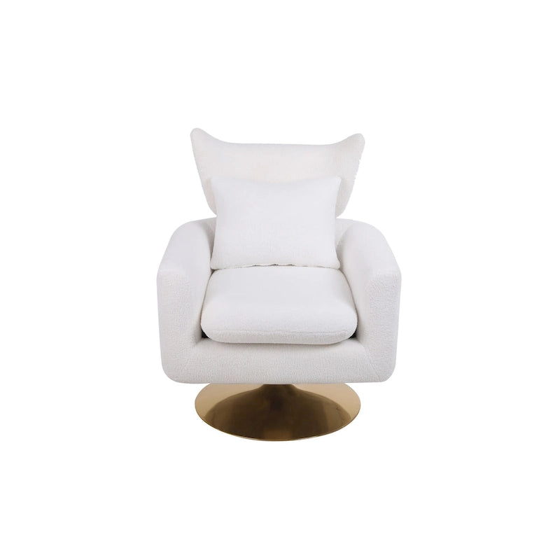 Fauteuil pivotant 360° accent blanc 29.9" avec base en fer