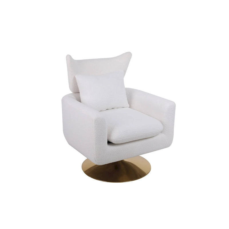 Fauteuil pivotant 360° accent blanc 29.9" avec base en fer