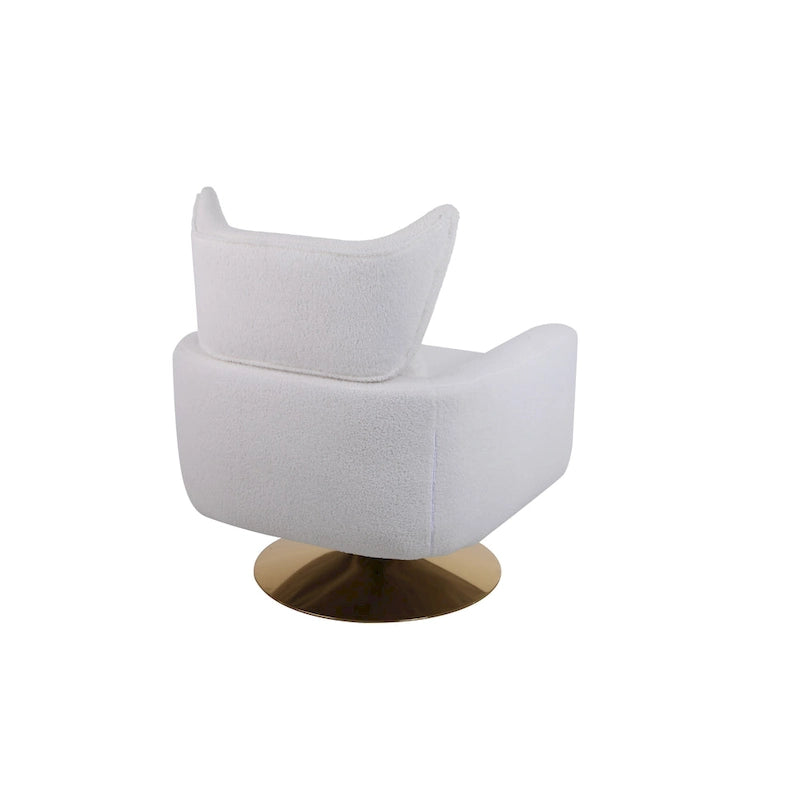 Fauteuil pivotant 360° accent blanc 29.9" avec base en fer