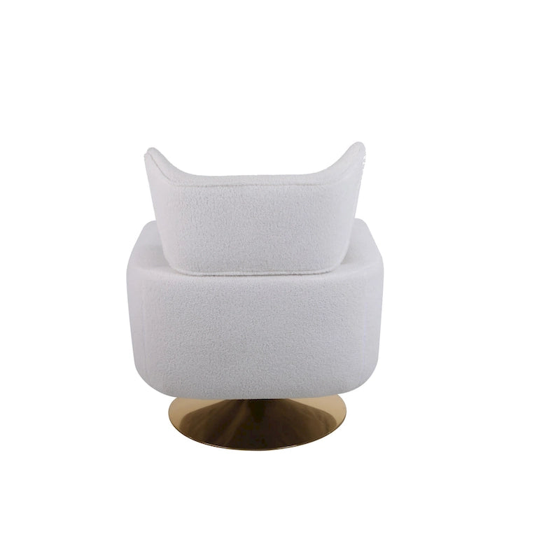 Fauteuil pivotant 360° accent blanc 29.9" avec base en fer