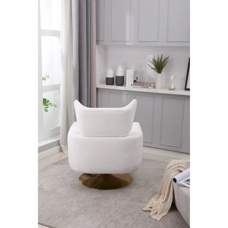 Fauteuil pivotant 360° accent blanc 29.9" avec base en fer