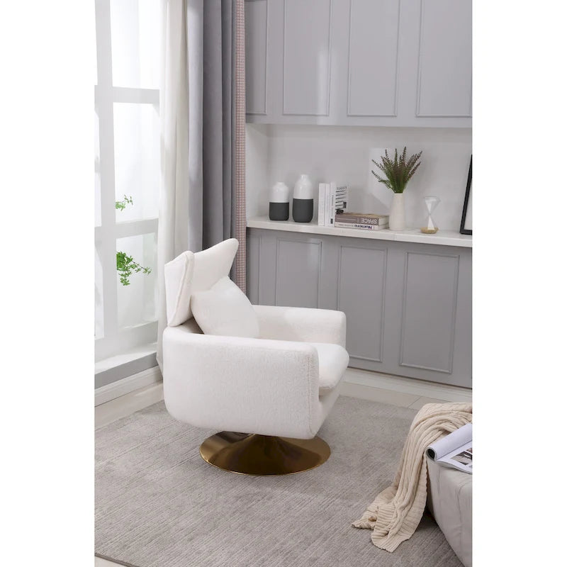 Fauteuil pivotant 360° accent blanc 29.9" avec base en fer