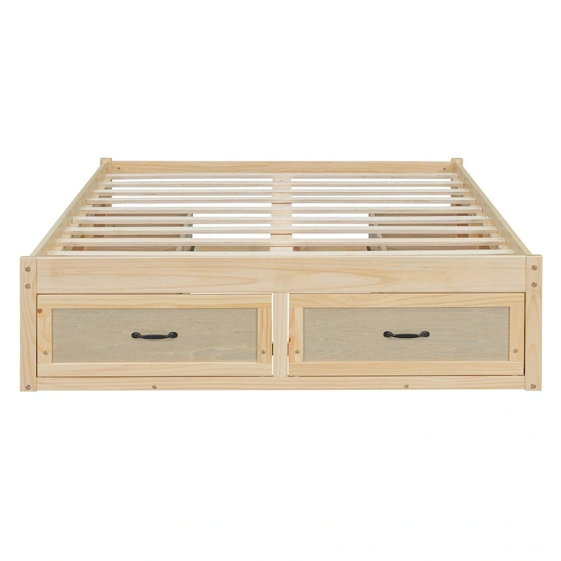 Lit plateforme double avec 6 tiroirs de rangement
