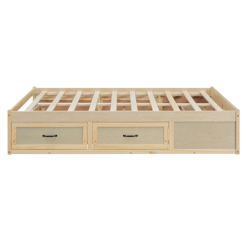 Lit plateforme double avec 6 tiroirs de rangement