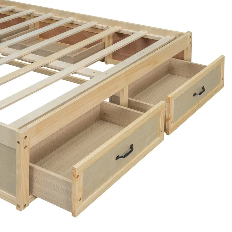 Lit plateforme double avec 6 tiroirs de rangement