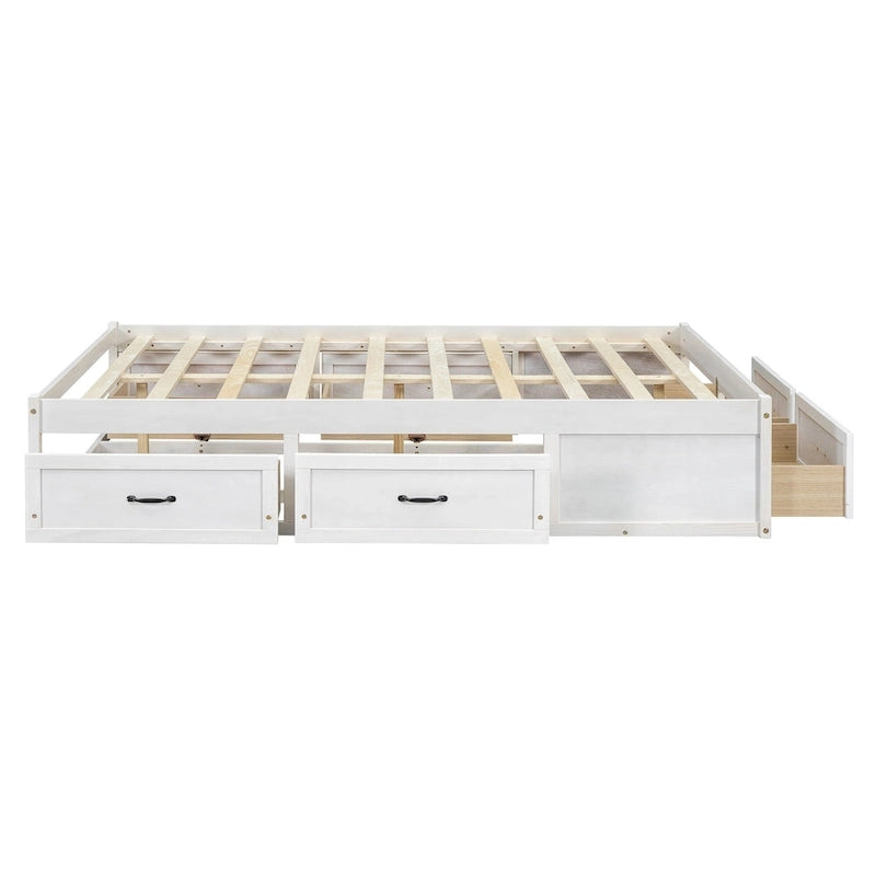 Lit plateforme double avec 6 tiroirs de rangement