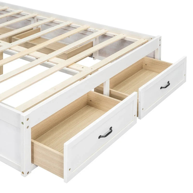 Lit plateforme double avec 6 tiroirs de rangement