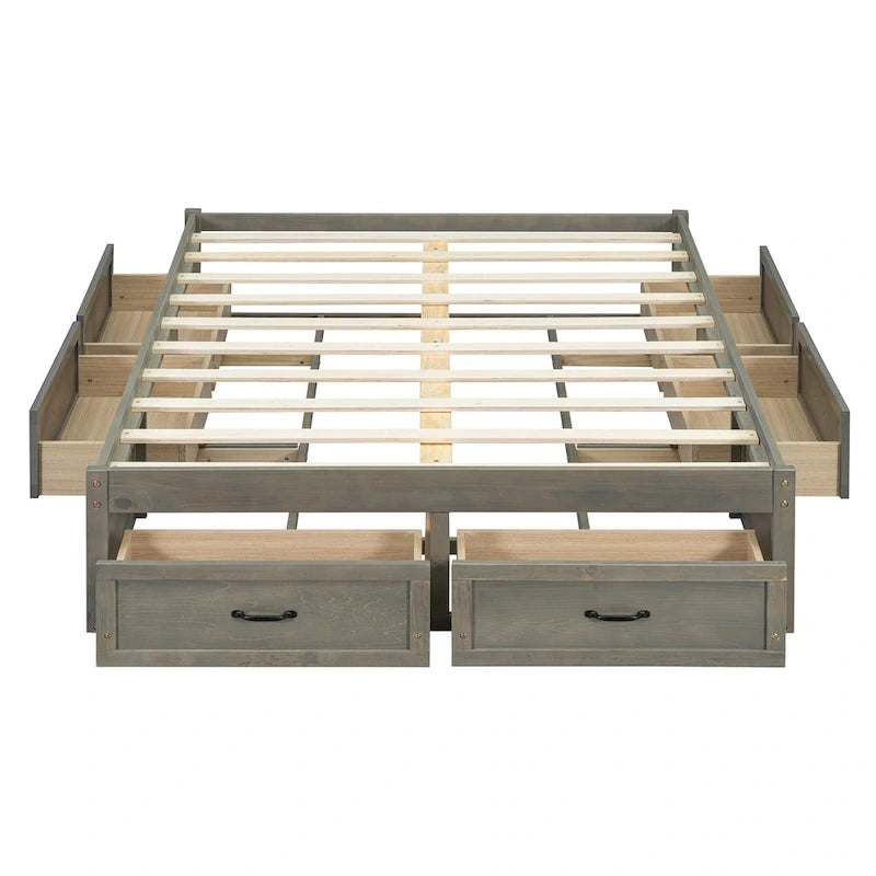 Lit plateforme double avec 6 tiroirs de rangement