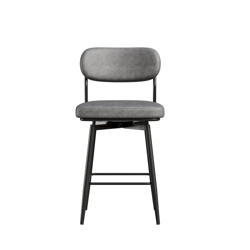 Lot de 2 tabourets de bar pivotants à 360° - Tabourets de comptoir rembourrés en cuir avec base en fer pour îlot de cuisine et bureau