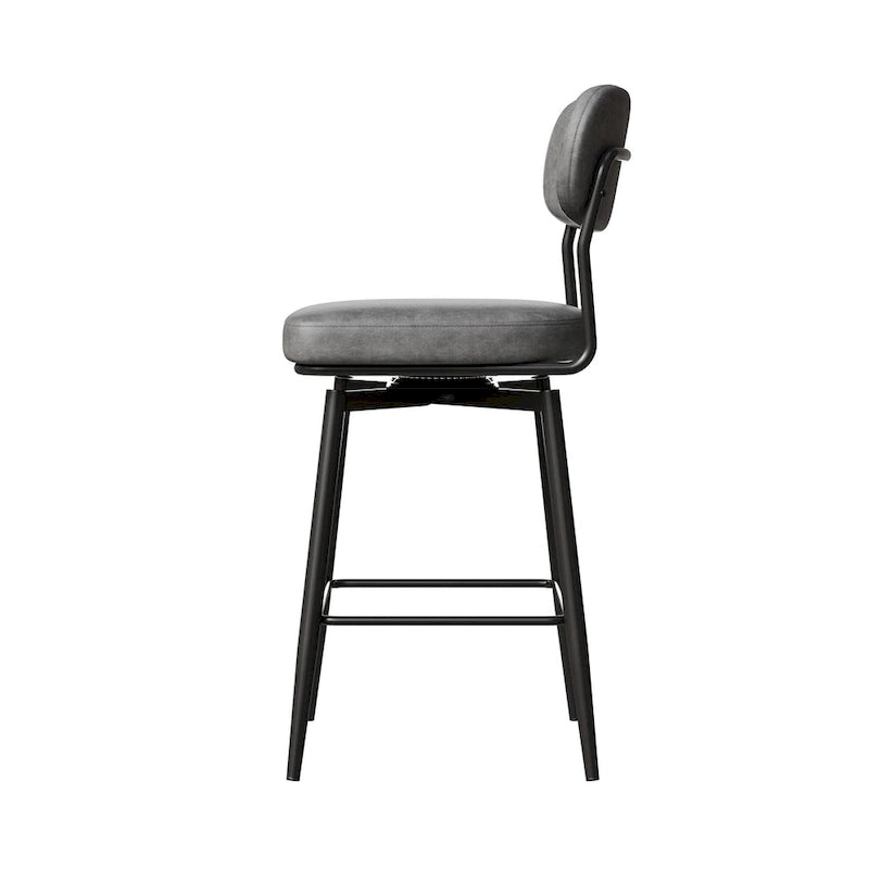 Lot de 2 tabourets de bar pivotants à 360° - Tabourets de comptoir rembourrés en cuir avec base en fer pour îlot de cuisine et bureau