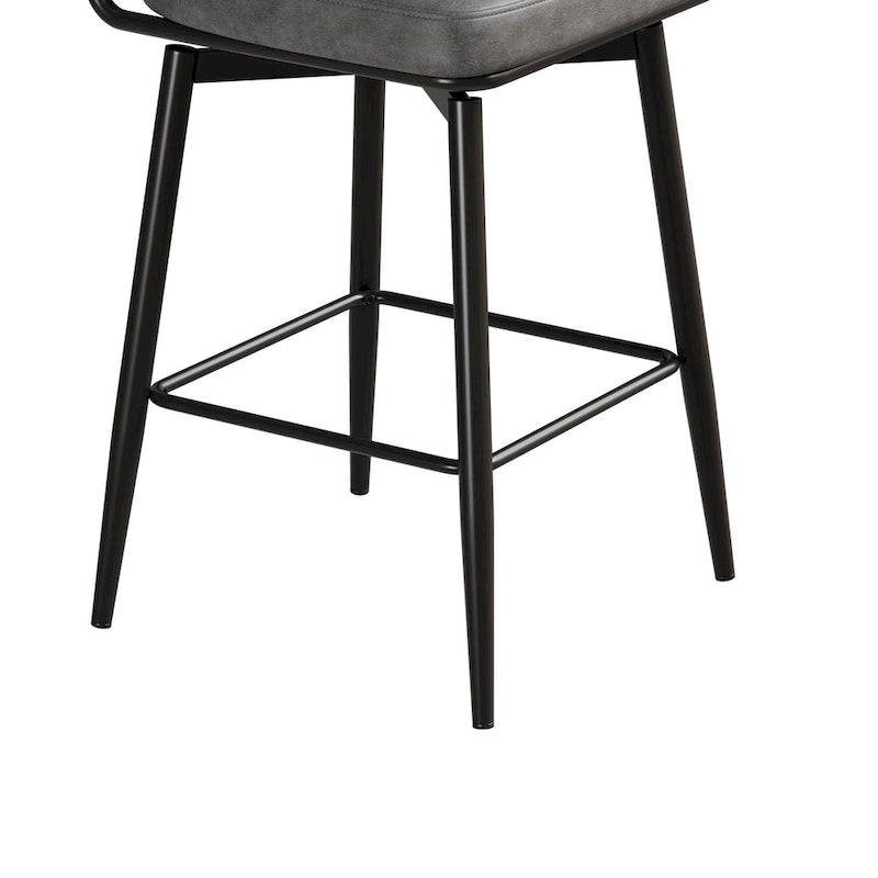 Lot de 2 tabourets de bar pivotants à 360° - Tabourets de comptoir rembourrés en cuir avec base en fer pour îlot de cuisine et bureau