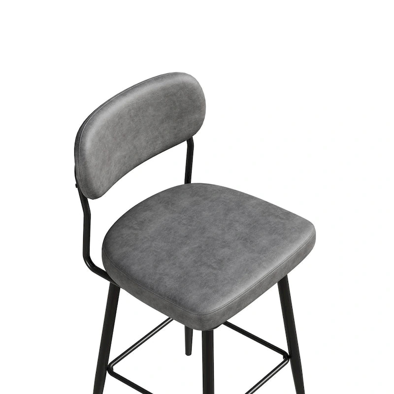 Lot de 2 tabourets de bar pivotants à 360° - Tabourets de comptoir rembourrés en cuir avec base en fer pour îlot de cuisine et bureau