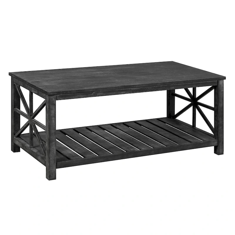 47 Table Basse de Ferme Moderne avec Étagère de Rangement