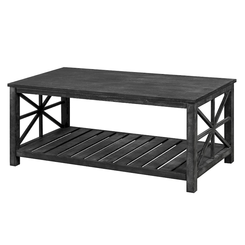 47 Table Basse de Ferme Moderne avec Étagère de Rangement