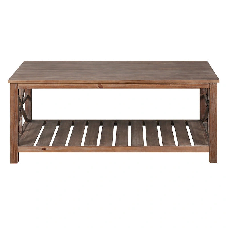 47 Table Basse de Ferme Moderne avec Étagère de Rangement
