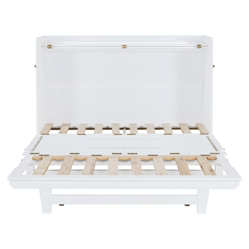 Lit escamotable Queen avec meuble de rangement, multifonctionnel, capacité de 180 kg