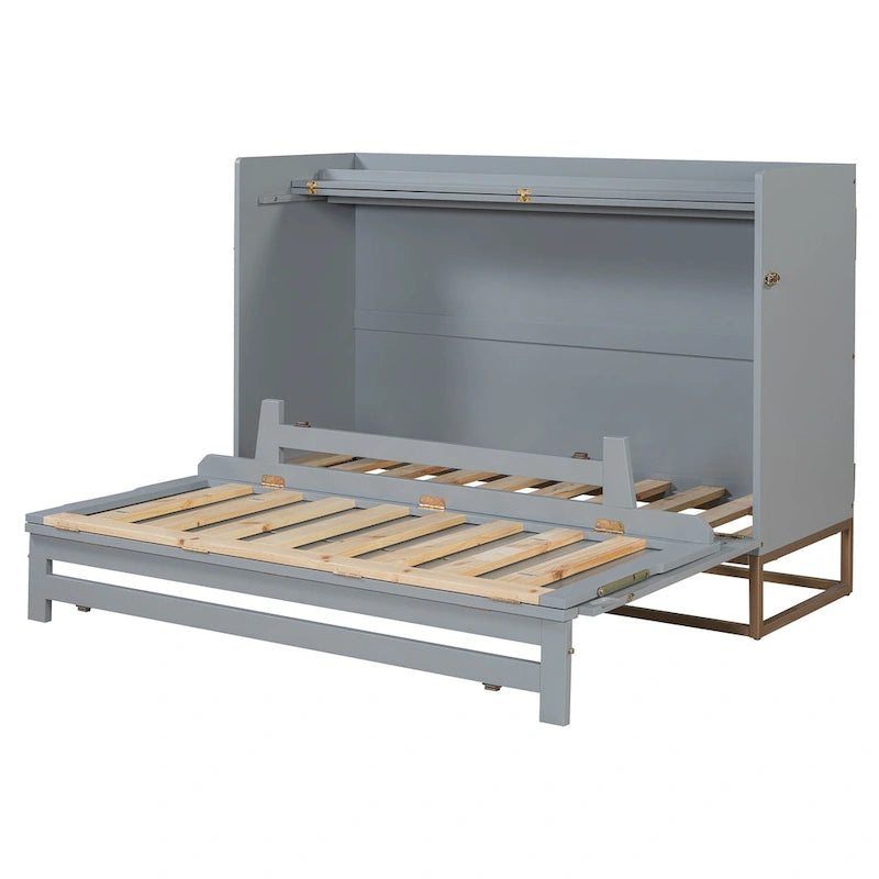 Lit escamotable Queen avec meuble de rangement, multifonctionnel, capacité de 180 kg