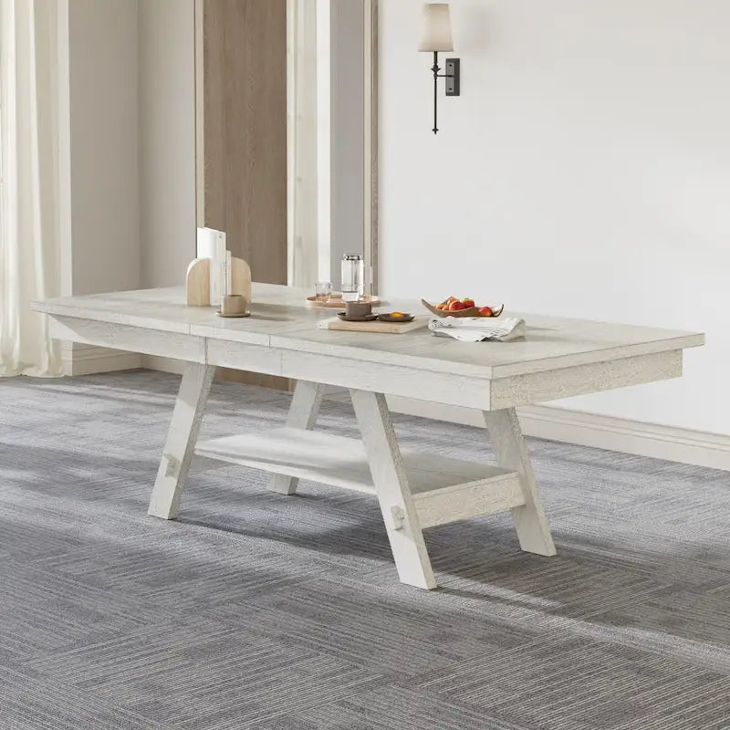 Ensemble de salle à manger 6/8 pièces avec banc, table à manger extensible rectangulaire en bois massif et 4 chaises de salle à manger en bois massif