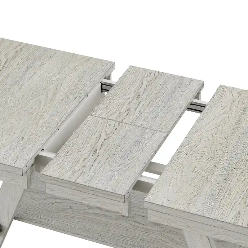 Ensemble de salle à manger 6/8 pièces avec banc, table à manger extensible rectangulaire en bois massif et 4 chaises de salle à manger en bois massif