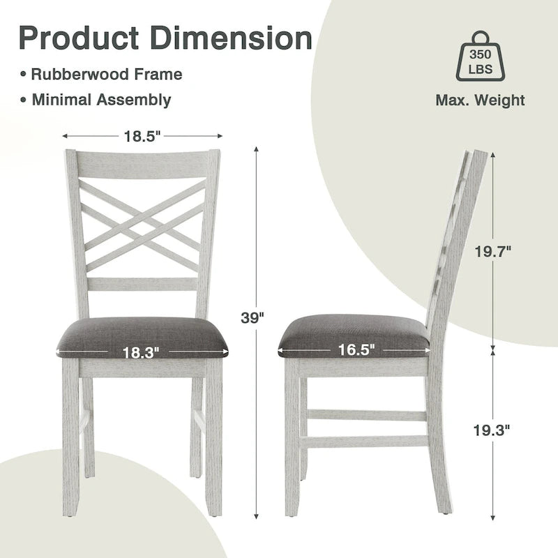 Ensemble de salle à manger 6/8 pièces avec banc, table à manger extensible rectangulaire en bois massif et 4 chaises de salle à manger en bois massif