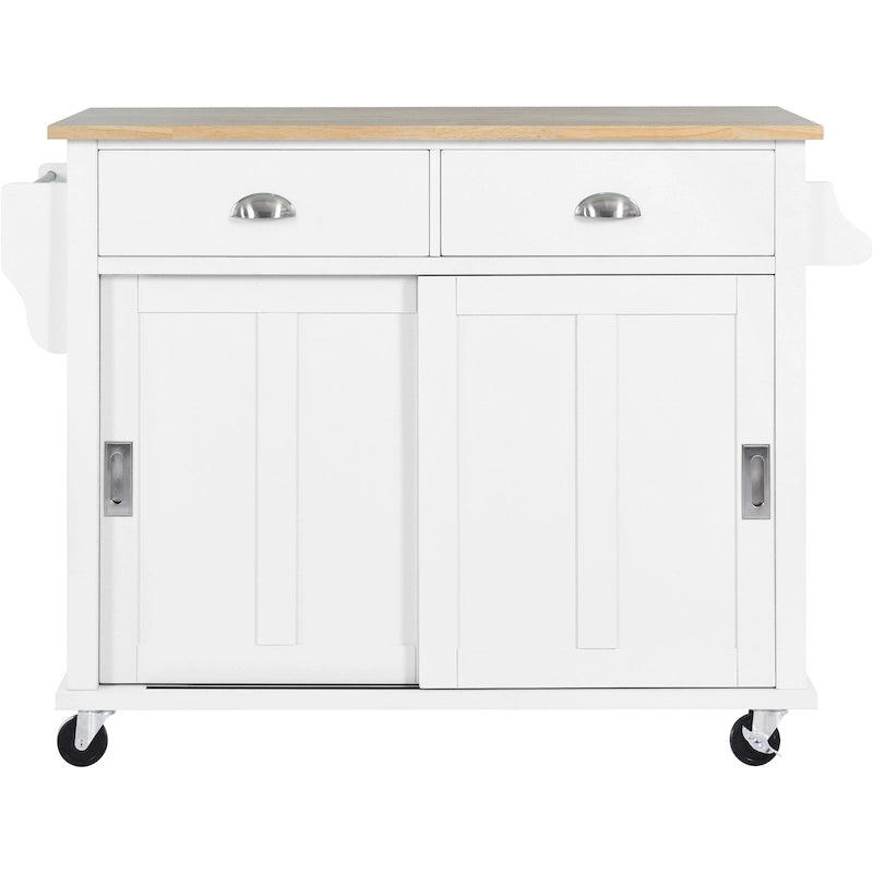 Chariot de cuisine avec plan de travail rabattable en bois d'hévéa (tabouret non inclus)