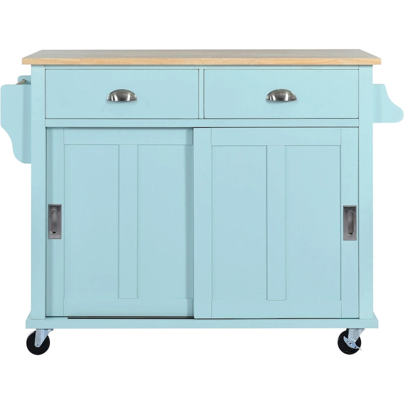 Chariot de cuisine avec plan de travail rabattable en bois d'hévéa (tabouret non inclus)