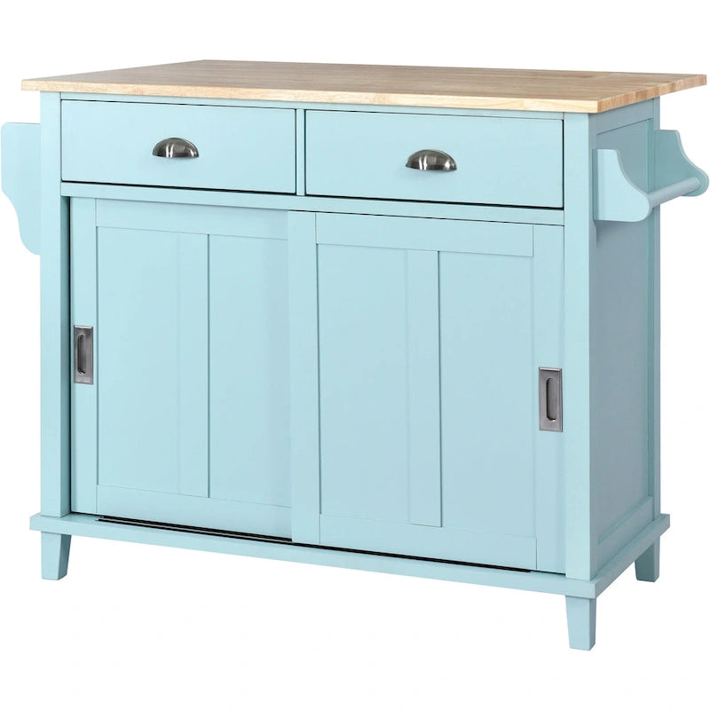 Chariot de cuisine avec plan de travail rabattable en bois d'hévéa (tabouret non inclus)