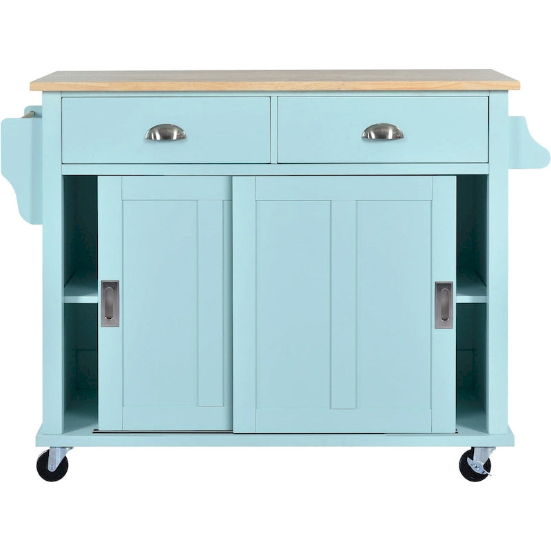 Chariot de cuisine avec plan de travail rabattable en bois d'hévéa (tabouret non inclus)