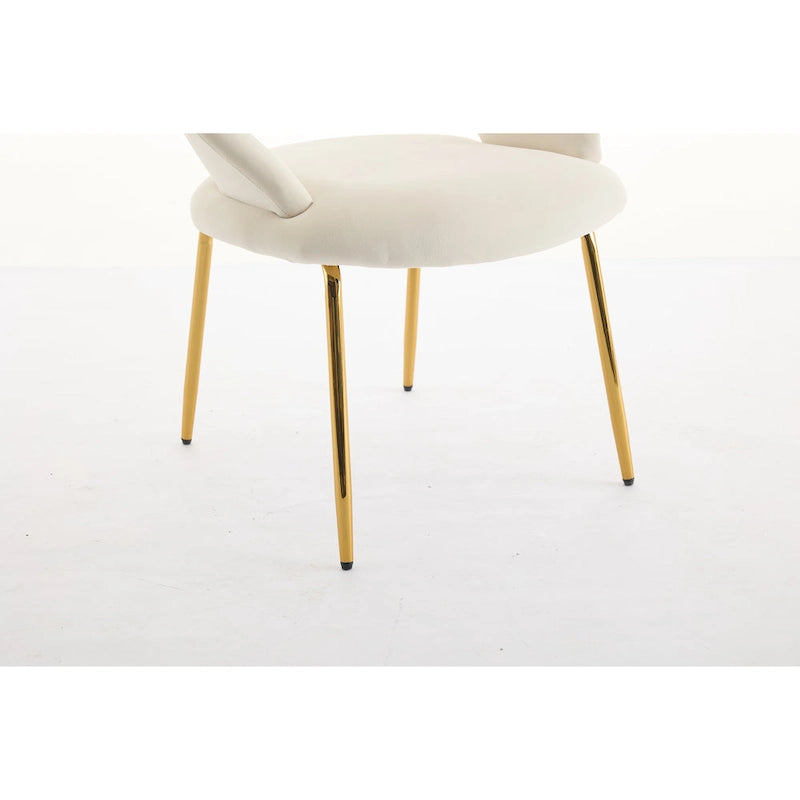 Chaises de salle à manger d'appoint en velours avec dossier incurvé et pieds en métal doré - Capacité de 113 kg