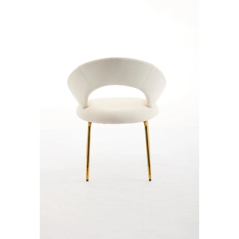 Chaises de salle à manger d'appoint en velours avec dossier incurvé et pieds en métal doré - Capacité de 113 kg
