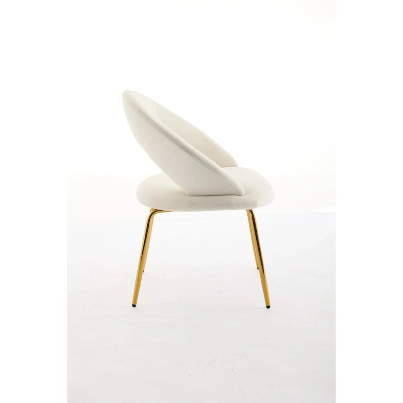 Chaises de salle à manger d'appoint en velours avec dossier incurvé et pieds en métal doré - Capacité de 113 kg