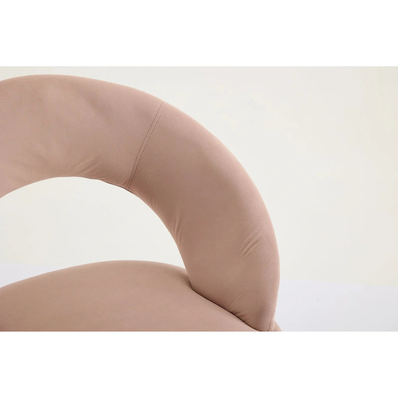 Chaises de salle à manger d'appoint en velours avec dossier incurvé et pieds en métal doré - Capacité de 113 kg
