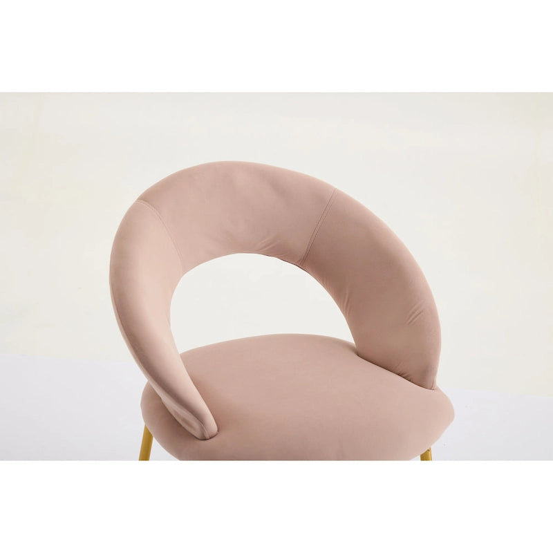 Chaises de salle à manger d'appoint en velours avec dossier incurvé et pieds en métal doré - Capacité de 113 kg