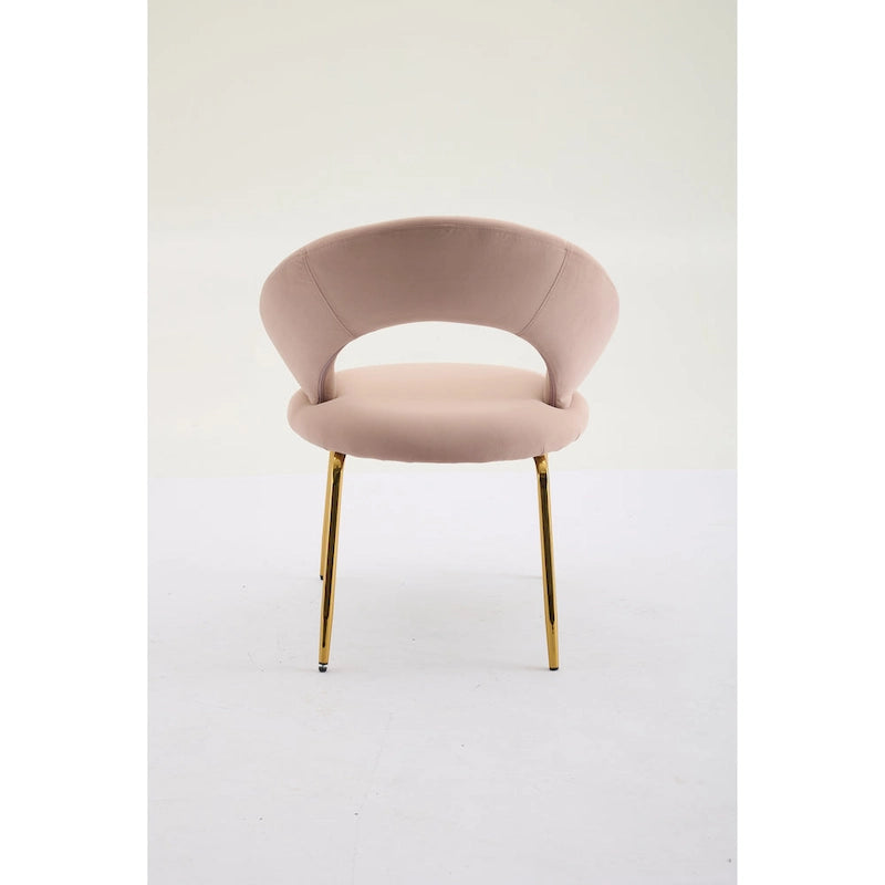 Chaises de salle à manger d'appoint en velours avec dossier incurvé et pieds en métal doré - Capacité de 113 kg