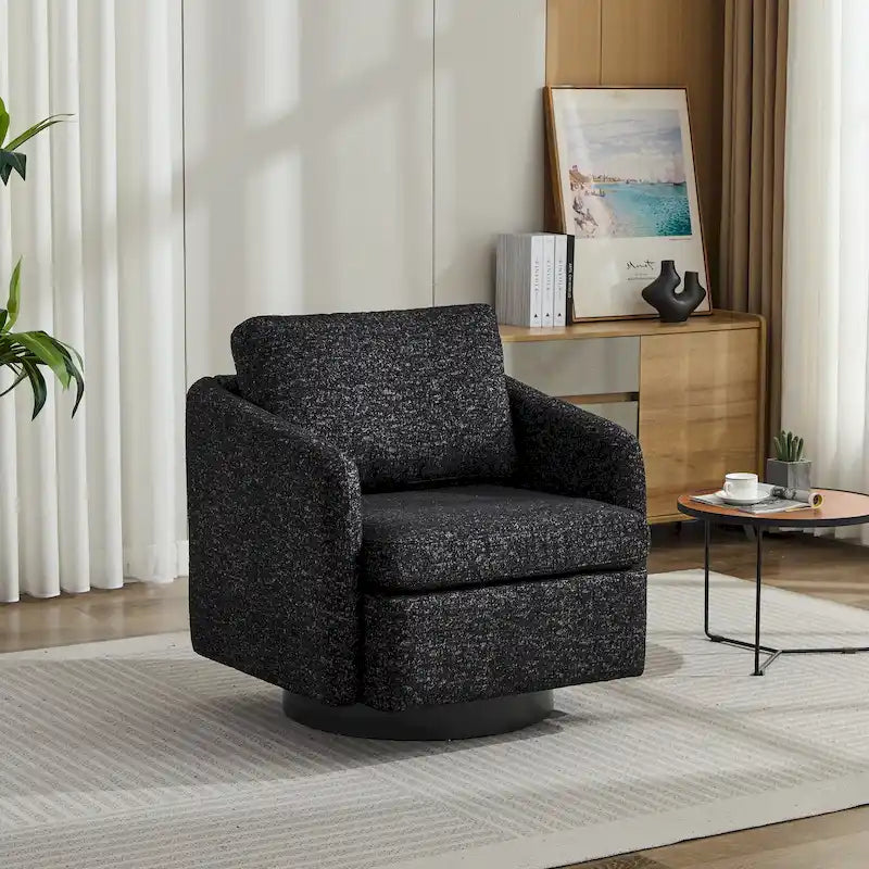 Fauteuil pivotant en chenille noir et gris de 80 cm