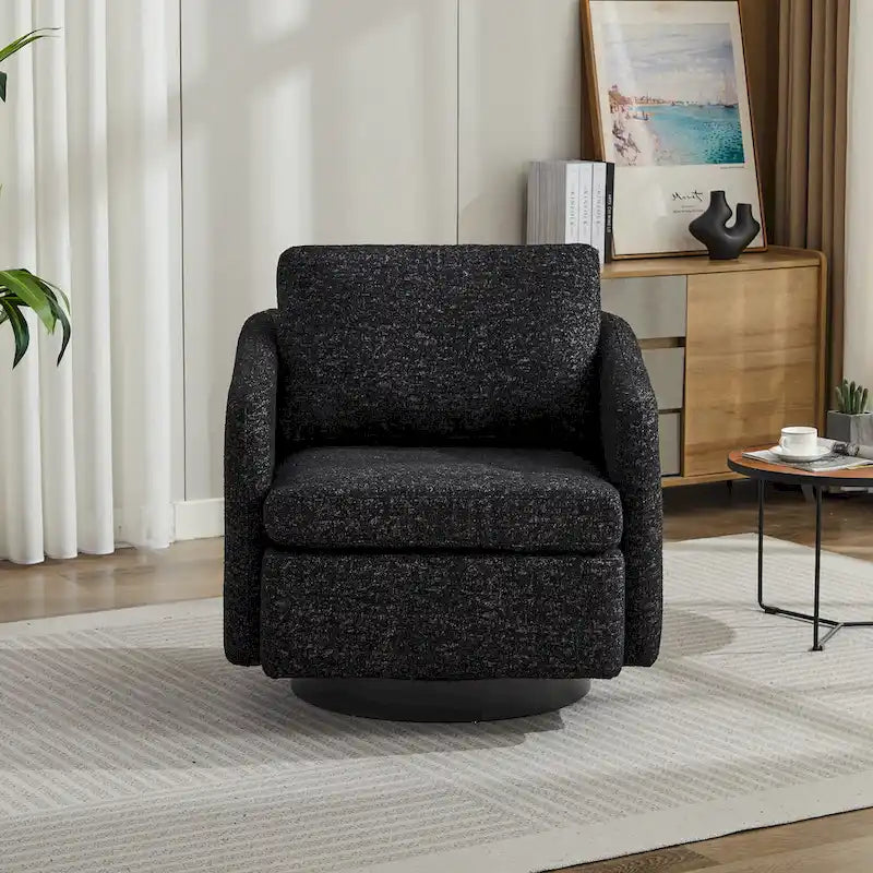 Fauteuil pivotant en chenille noir et gris de 80 cm
