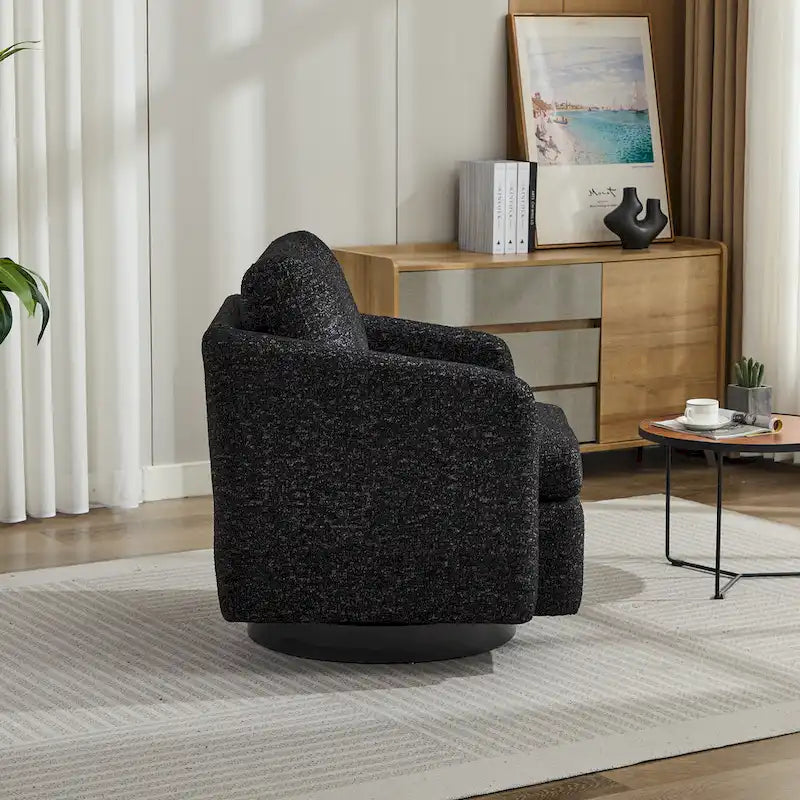 Fauteuil pivotant en chenille noir et gris de 80 cm