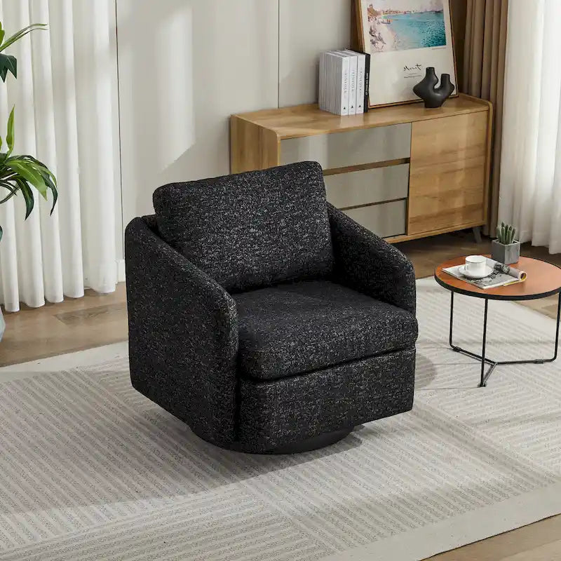 Fauteuil pivotant en chenille noir et gris de 80 cm