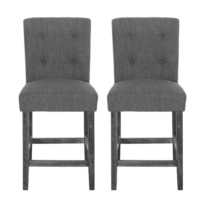 Tabourets de comptoir Rossburg en tissu et en bois d'hévéa de 66 cm (ensemble de 2) par Christopher Knight Home