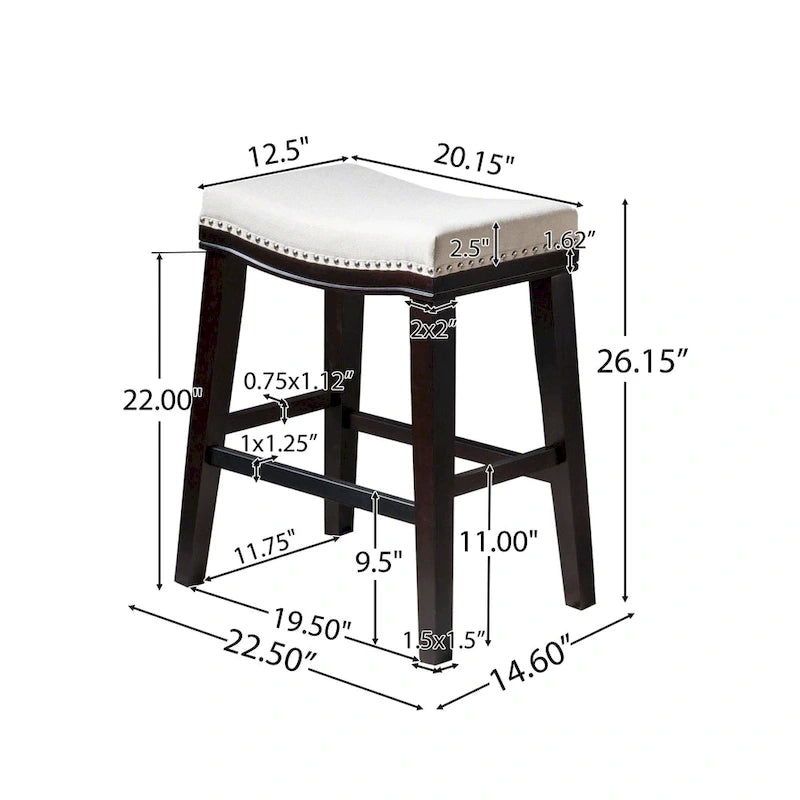 Tabouret de comptoir contemporain avec garniture cloutée (lot de 2)