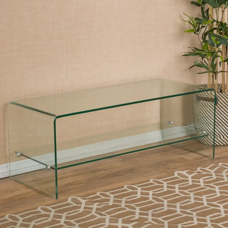 Meuble TV console avec étagère en verre