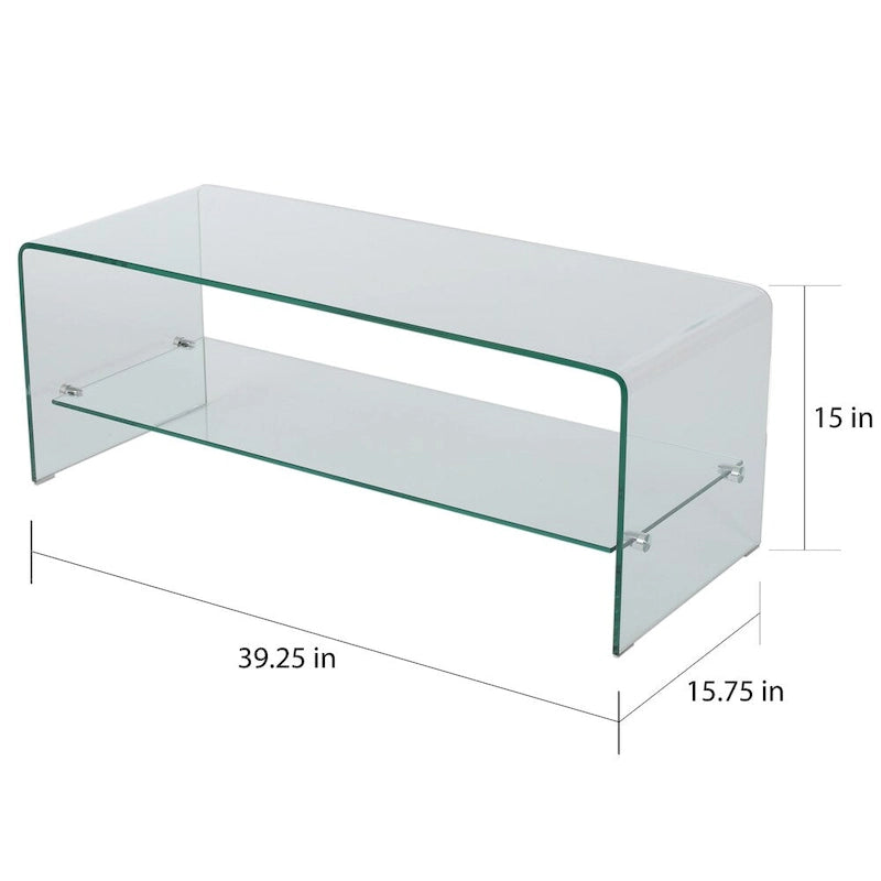 Meuble TV console avec étagère en verre