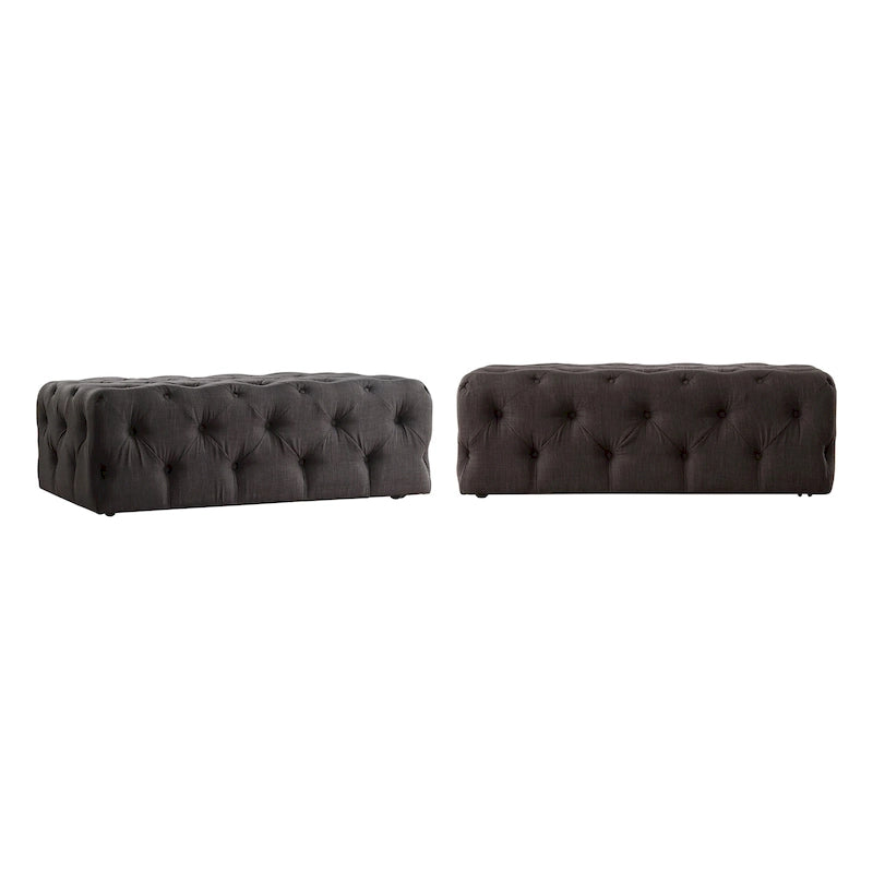 Pouf ottoman capitonné rectangulaire Gdansk avec roulettes