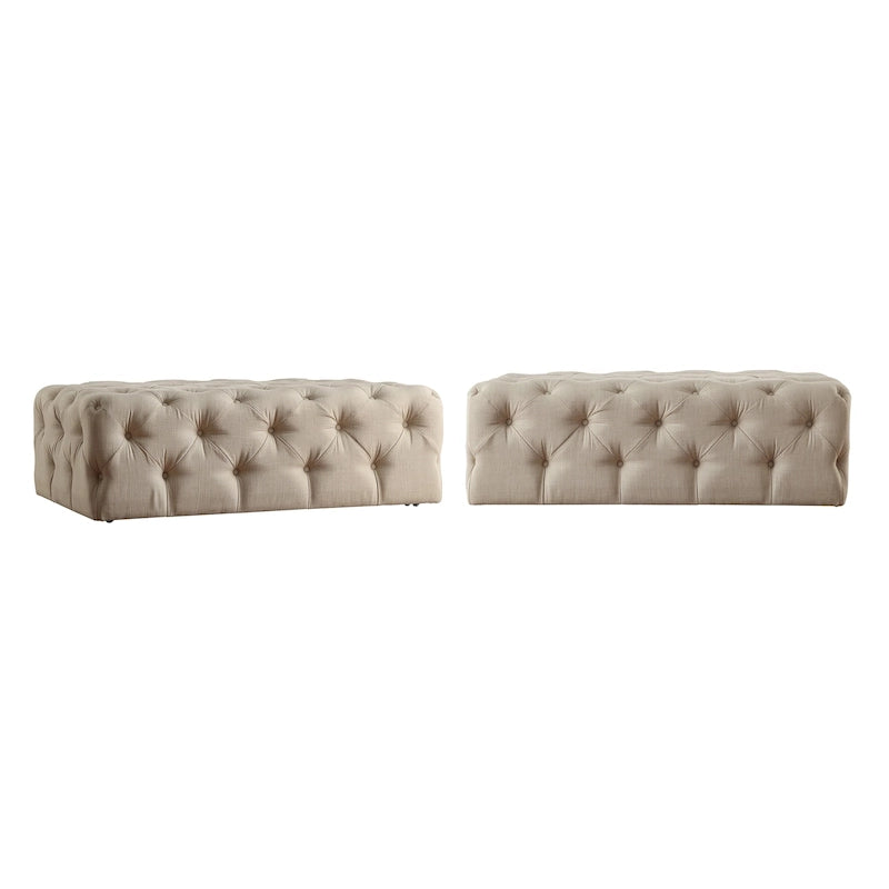 Pouf ottoman capitonné rectangulaire Gdansk avec roulettes