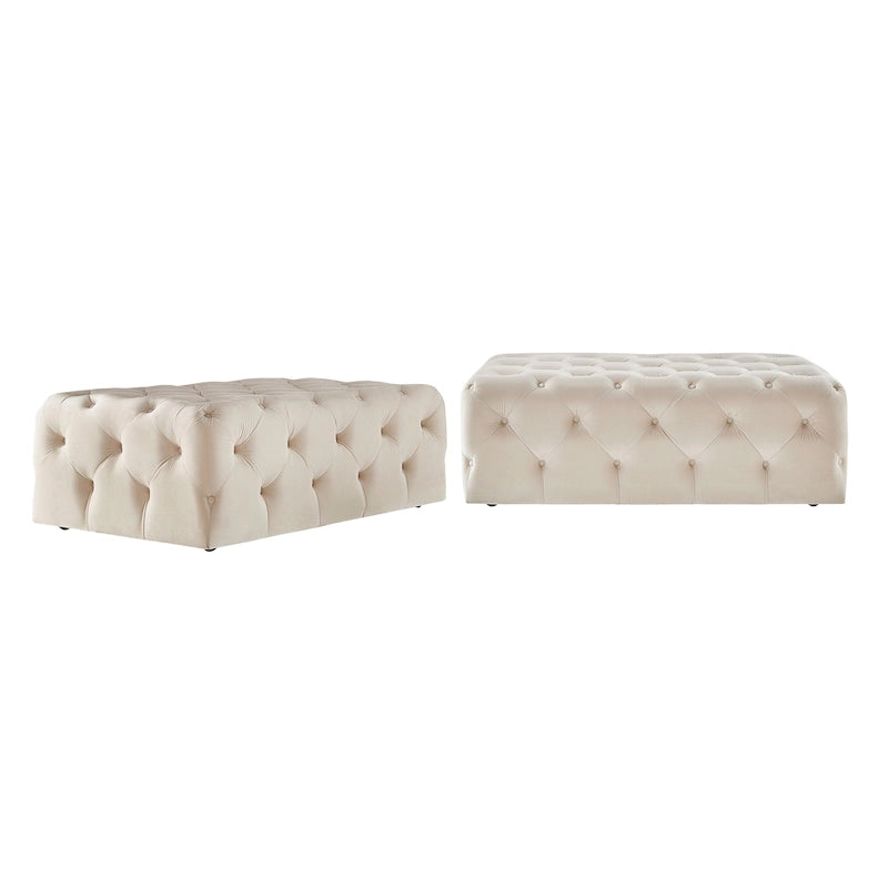 Pouf ottoman capitonné rectangulaire Gdansk avec roulettes