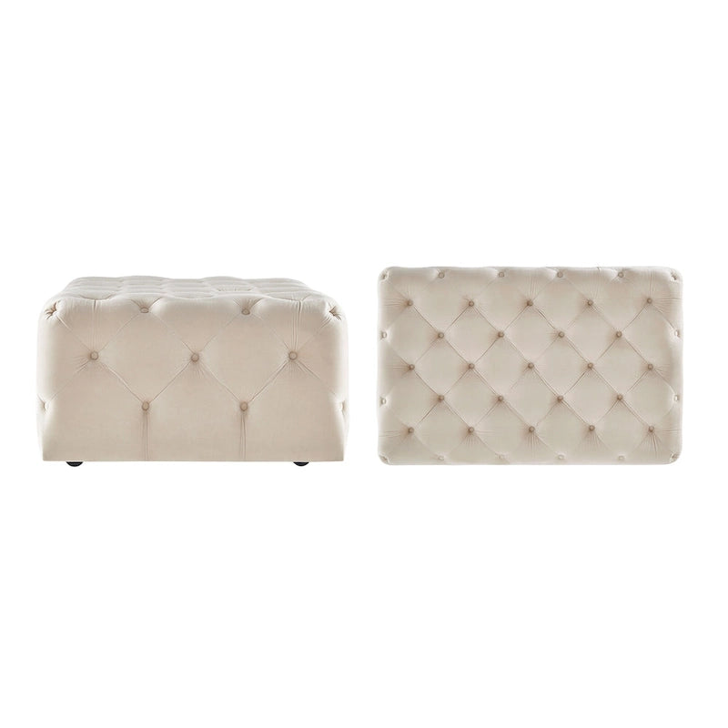 Pouf ottoman capitonné rectangulaire Gdansk avec roulettes