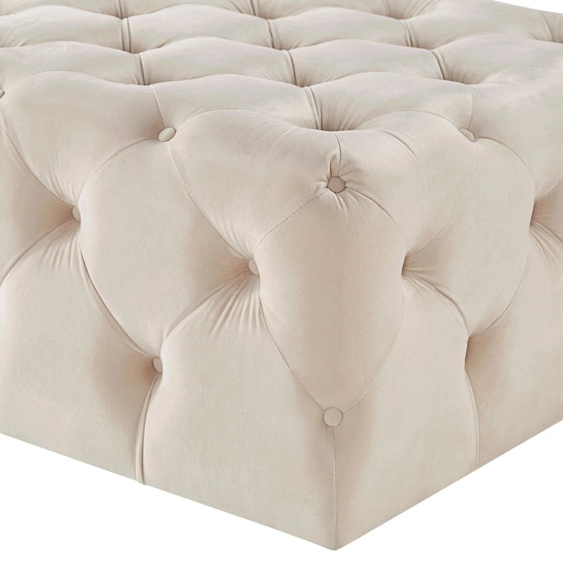 Pouf ottoman capitonné rectangulaire Gdansk avec roulettes