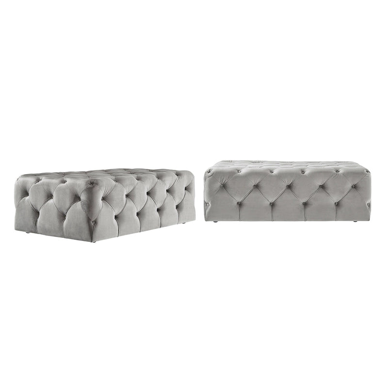 Pouf ottoman capitonné rectangulaire Gdansk avec roulettes