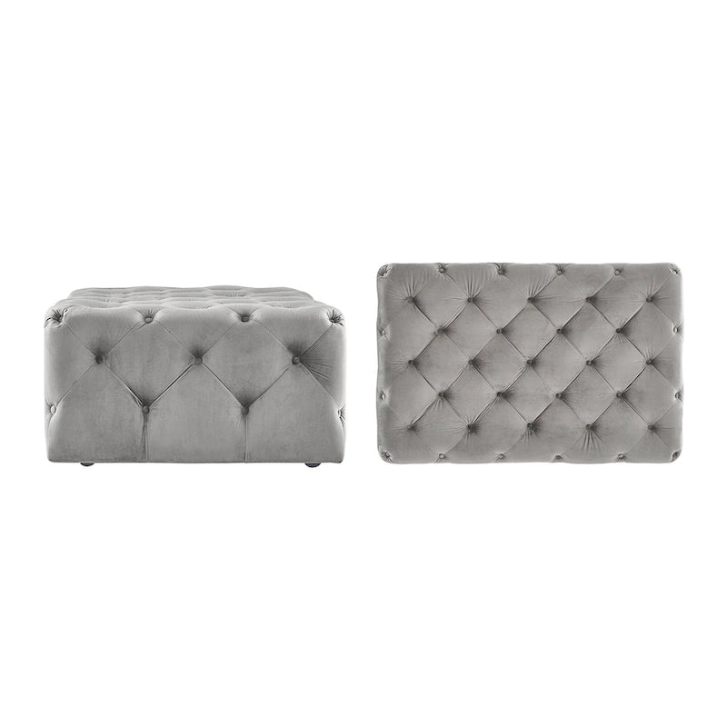 Pouf ottoman capitonné rectangulaire Gdansk avec roulettes