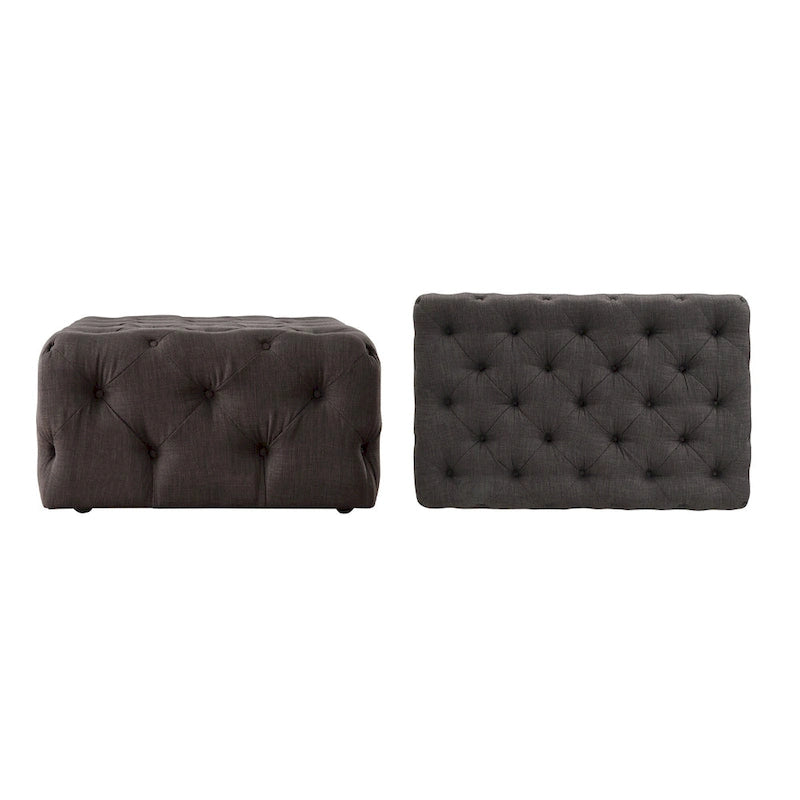 Pouf ottoman capitonné rectangulaire Gdansk avec roulettes
